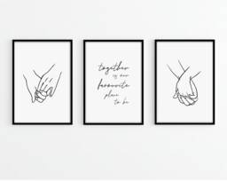 Bedroom Quote Print - Set Of 3 Wall Prints Hand Art Home Decor Calligraphy Girly Prints Bespoke - thumbnail 1