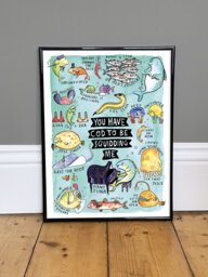 Funny Fish Pun Bathroom Art Print - Fishing Meme Wall Decor - thumbnail 1