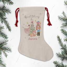 Personalised Fairy Nutcracker Christmas Santa Sack, Custom Stocking, Linen Gift Bag, Ceramic Bauble - thumbnail 3