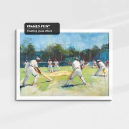 Cricket Players Abstract Oil Painting Sports Wall Art, Framed Canvas Poster Print, Home Kitchen Office Room Decor, Gifts - thumbnail 3
