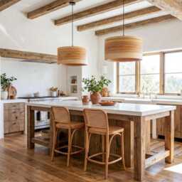 Olive Wood Pendant Light, Modern Ceiling Lamp For Kitchen Island, Scandinavian Chandelier - thumbnail 4