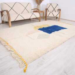 Moroccan Rug, Beniourain 5.5x8.6 Ft, Fabulous White & Blue Carpet - thumbnail 3