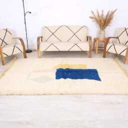 Moroccan Rug, Beniourain 5.5x8.6 Ft, Fabulous White & Blue Carpet - thumbnail 4