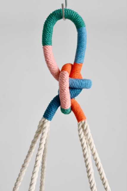 Handmade Color Block Macrame Plant Hanger - 37 - image 1