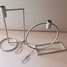Modern Black Metal Candlestick Set 2 Pcs Geometric Taper Candle Holders - thumbnail 3