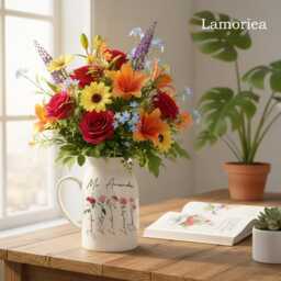 Custom Birth Flower Vase, Vase With Names, Gift For Moms, Home Decor, Christmas Gift, Ceramic Nanny's Birthday Gifts - thumbnail 3