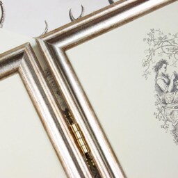 Hinged Double Photo Frame, Smooth Silver With Pale Gold - 5x5 Inch - thumbnail 2