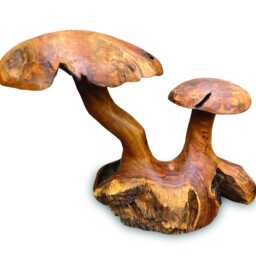 Teak Root Double Wild Mushroom Garden Sculpture 35cm - thumbnail 2