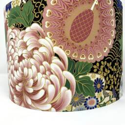 Oriental Chrysanthemum Lampshade Pink & Black Japanese Style - thumbnail 3