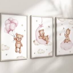 Baby Nursery Teddy Bear Prints - Boy Girl Unframed Neutral - thumbnail 3