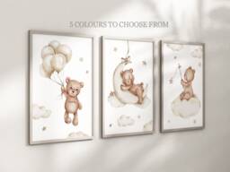 Baby Nursery Teddy Bear Prints - Boy Girl Unframed Neutral - thumbnail 1