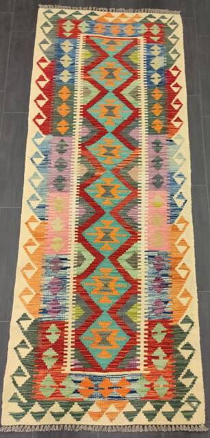 Runner Rug Classic, Handmade Artisan Afghan Turkish Persian Qashqai Navajo Bohemian Wool Flatweave Multicolour Kilim 204x78 cm - image 1