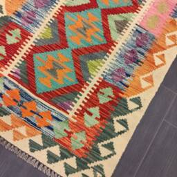 Runner Rug Classic, Handmade Artisan Afghan Turkish Persian Qashqai Navajo Bohemian Wool Flatweave Multicolour Kilim 204x78 cm - thumbnail 2
