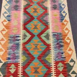 Runner Rug Classic, Handmade Artisan Afghan Turkish Persian Qashqai Navajo Bohemian Wool Flatweave Multicolour Kilim 204x78 cm - thumbnail 4