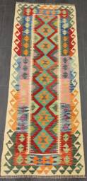 Runner Rug Classic, Handmade Artisan Afghan Turkish Persian Qashqai Navajo Bohemian Wool Flatweave Multicolour Kilim 204x78 cm - thumbnail 1