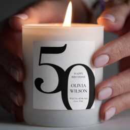 50Th Birthday Candle - Custom Age Gift Name & Message Soy Wax 150G 250G Refillable - thumbnail 1