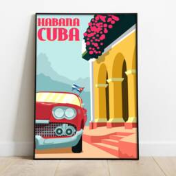 Habana Cuba Retro Travel Poster Vintage Car Art Print - thumbnail 2