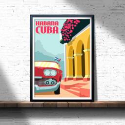 Habana Cuba Retro Travel Poster Vintage Car Art Print - thumbnail 3