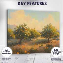 Sunlit Orange Grove Orchard Mediterranean Landscape Canvas Wall Art Print Decor Picture Ready To Hang - thumbnail 1