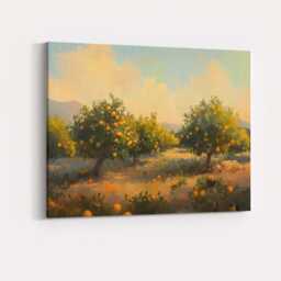Sunlit Orange Grove Orchard Mediterranean Landscape Canvas Wall Art Print Decor Picture Ready To Hang - thumbnail 4