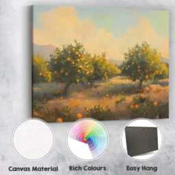 Sunlit Orange Grove Orchard Mediterranean Landscape Canvas Wall Art Print Decor Picture Ready To Hang - thumbnail 2