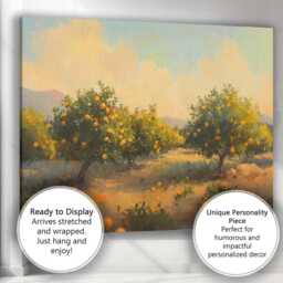Sunlit Orange Grove Orchard Mediterranean Landscape Canvas Wall Art Print Decor Picture Ready To Hang - thumbnail 3