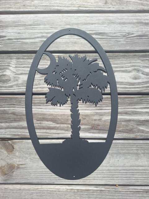Large Palmetto & Moon Metal Art - Indoor/Outdoor Wall Hanging - image 1