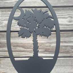 Large Palmetto & Moon Metal Art - Indoor/Outdoor Wall Hanging - thumbnail 2
