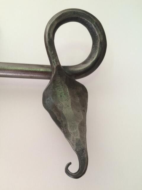 Handcrafted Wrought Iron Curtain Rod Leaf Design Window Hardware - image 1