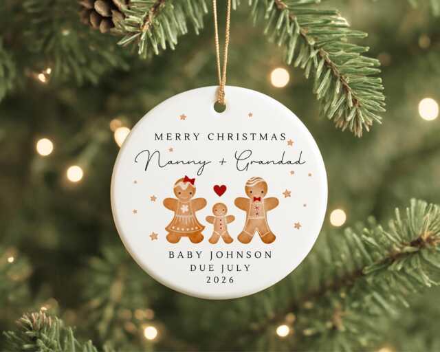 Grandparents Pregnancy Reveal Christmas Decoration Announcement Personalised Ornament Gift - image 1