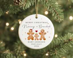 Grandparents Pregnancy Reveal Christmas Decoration Announcement Personalised Ornament Gift - thumbnail 1