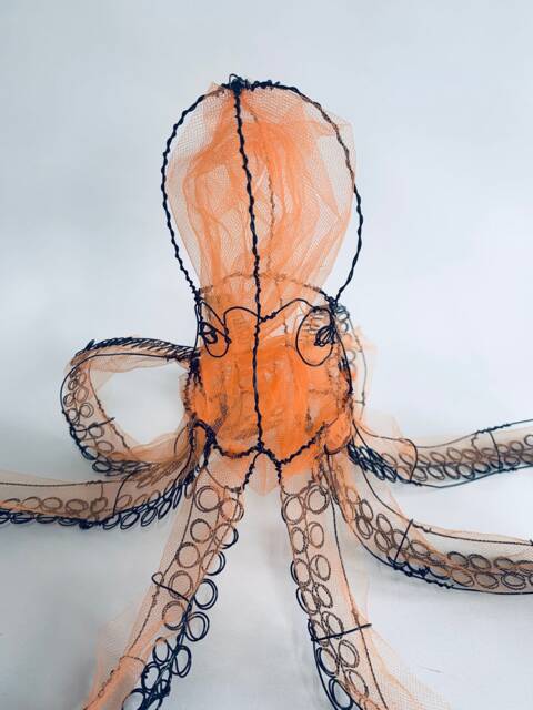 Wire Octopus Sculpture, Marine Theme, Ocean Art, Aquatic Life, Sea Mammal - image 1