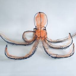 Wire Octopus Sculpture, Marine Theme, Ocean Art, Aquatic Life, Sea Mammal - thumbnail 2