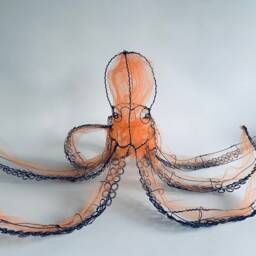 Wire Octopus Sculpture, Marine Theme, Ocean Art, Aquatic Life, Sea Mammal - thumbnail 3