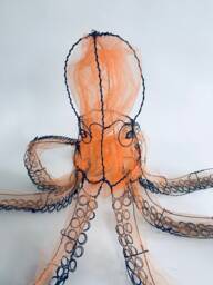 Wire Octopus Sculpture, Marine Theme, Ocean Art, Aquatic Life, Sea Mammal