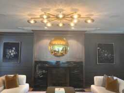 Large Convex Wall Mirror 120 cms - Gold Leaf Frame Verre ??glomis?? Glass Oversized Round Decorative