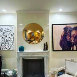 Large Convex Wall Mirror 120 cms - Gold Leaf Frame Verre ??glomis?? Glass Oversized Round Decorative - thumbnail 4
