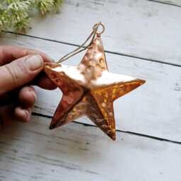 Metal Copper Shiny 3D Hanging Star Decoration - The Home & Hearts Shop Rustic Wall Decor Shabby Wedding Gift Christmas - thumbnail 2