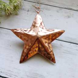 Metal Copper Shiny 3D Hanging Star Decoration - The Home & Hearts Shop Rustic Wall Decor Shabby Wedding Gift Christmas - thumbnail 1