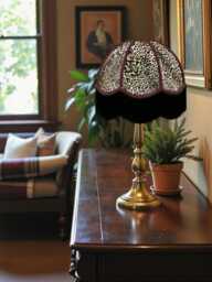 Traditional Handmade Lynx Animal Print Dome Lampshade With Black Fringe, Made in The UK - Animal Fabric Lamp Shades - thumbnail 1