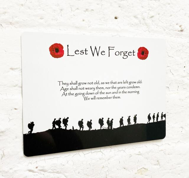 Lest We Forget Flanders Field - Military Poppy Sign Wall Art Metal Remembrance Aluminium - image 1