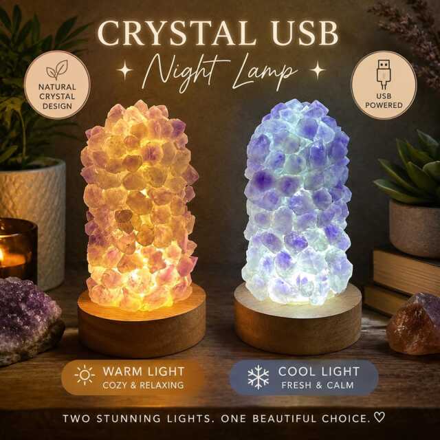 Natural Crystal Usb Night Light Indoor Small Home Decoration Meditation Energy Healing Lamp/Warm Or Cool Lighting Colour - image 1
