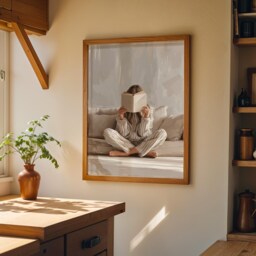 Bookish Wall Art - Woman Sat On Sofa Reading Print Book Lover Poster Botanical Scandinavian - thumbnail 3