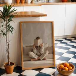 Bookish Wall Art - Woman Sat On Sofa Reading Print Book Lover Poster Botanical Scandinavian - thumbnail 2