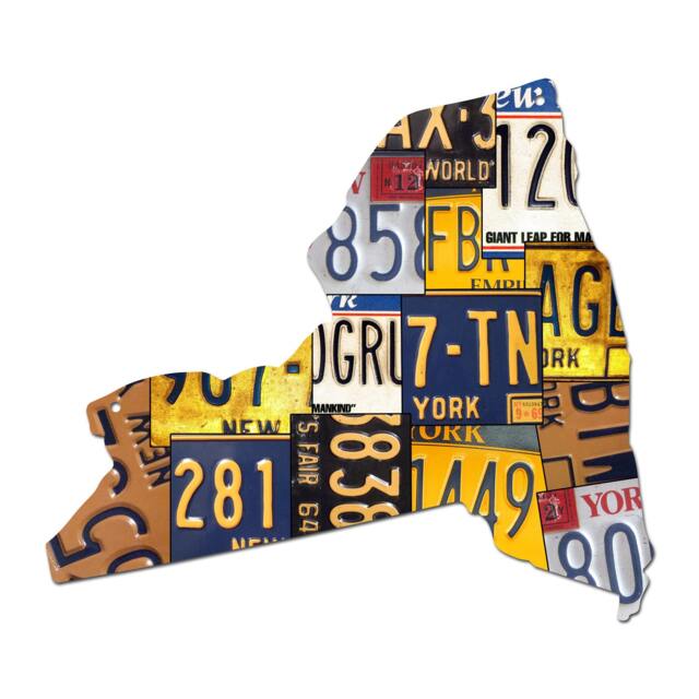 New York License Plate Map Sign The Empire State Home Decor Wall Art Garage Great Gift Man Cave Patriotic Rustic