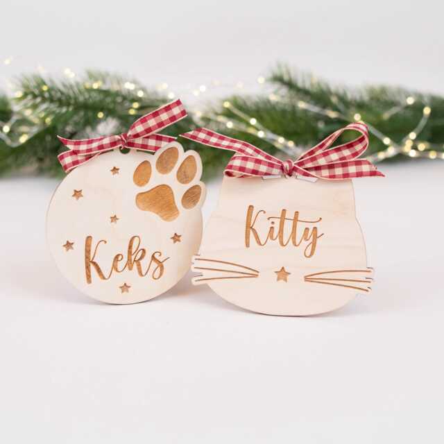 Personalized Christmas Tree Ornament For Pets - Gift Dog Or Cat Wooden Decoration With Name - image 1