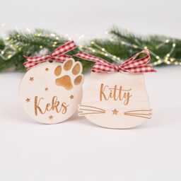Personalized Christmas Tree Ornament For Pets - Gift Dog Or Cat Wooden Decoration With Name - thumbnail 1