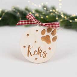 Personalized Christmas Tree Ornament For Pets - Gift Dog Or Cat Wooden Decoration With Name - thumbnail 2