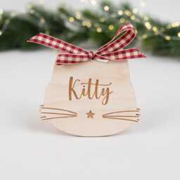 Personalized Christmas Tree Ornament For Pets - Gift Dog Or Cat Wooden Decoration With Name - thumbnail 3