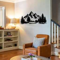 Mountain Forest Metal Decor, Oversized Wall Art, Branch Design Nature Home Accent - thumbnail 3